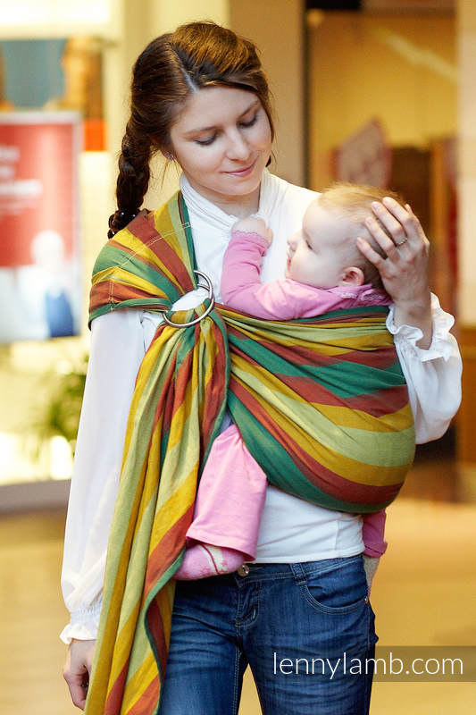 Chusta kółkowa do noszenia dzieci, tkana splotem skośno-krzyżowym, ramię bez zakładek  - bawełniana - Babie Lato - long 2.1m #babywearing