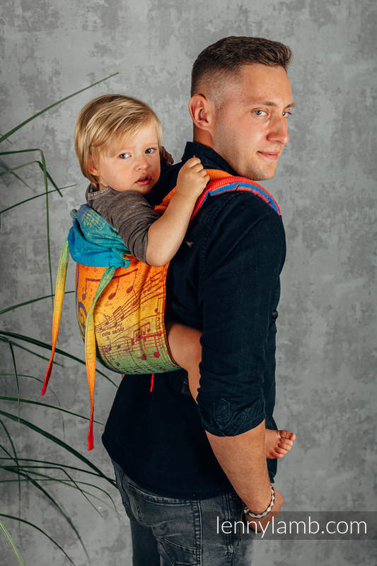 Nosidło Klamrowe ONBUHIMO z tkaniny żakardowej (100% bawełna), rozmiar Standard - TĘCZOWA SYMFONIA #babywearing