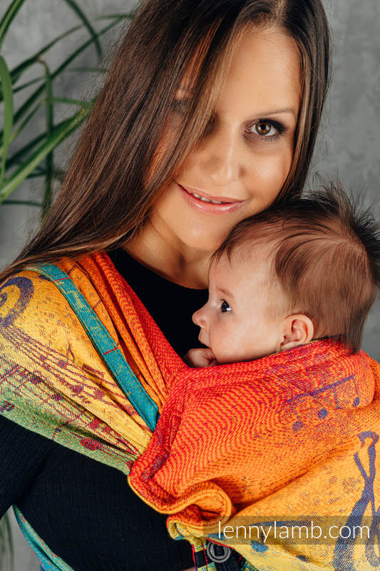 Mochila LennyHybrid Half Buckle, talla estándar, tejido jaqurad 100% algodón - RAINBOW SYMPHONY  #babywearing