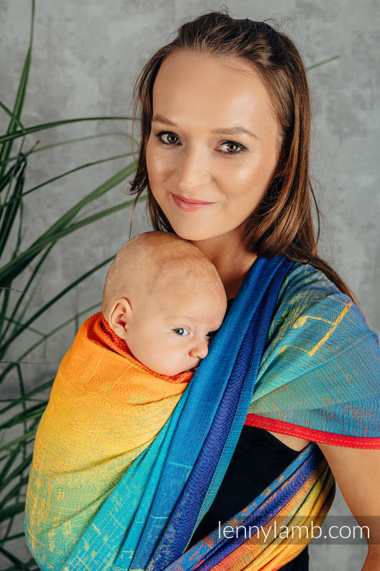 Żakardowa chusta do noszenia dzieci, bawełna - TĘCZOWA SYMFONIA - rozmiar XS #babywearing