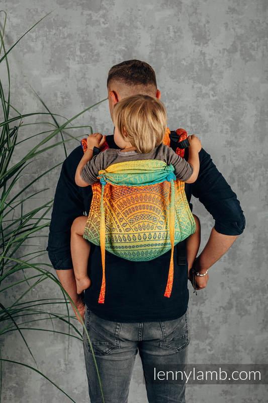 Lenny Buckle Onbuhimo baby carrier, standard size, jacquard weave (100% cotton) - RAINBOW PEACOCK’S TAIL   #babywearing