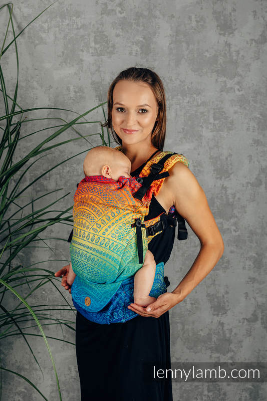 LennyUpGrade Carrier, Standard Size, jacquard weave 100% cotton - RAINBOW PEACOCK’S TAIL  #babywearing