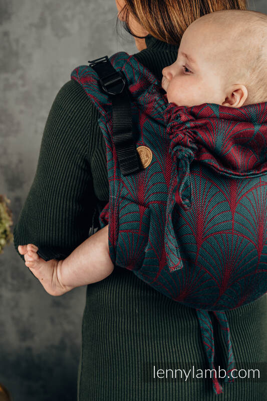 Nosidło Klamrowe ONBUHIMO z tkaniny żakardowej (100% bawełna), rozmiar Standard - DECO - MAROON MOSS #babywearing