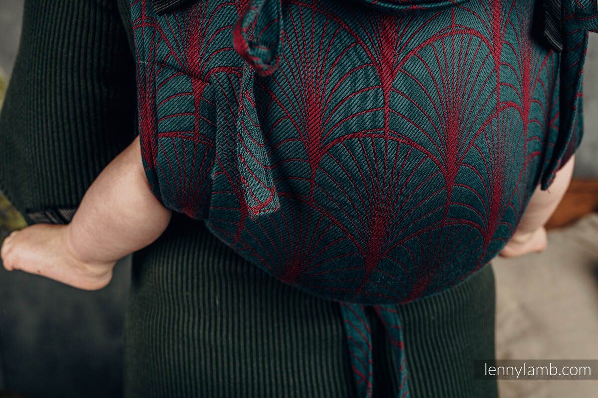 Nosidło Klamrowe ONBUHIMO z tkaniny żakardowej (100% bawełna), rozmiar Standard - DECO - MAROON MOSS #babywearing