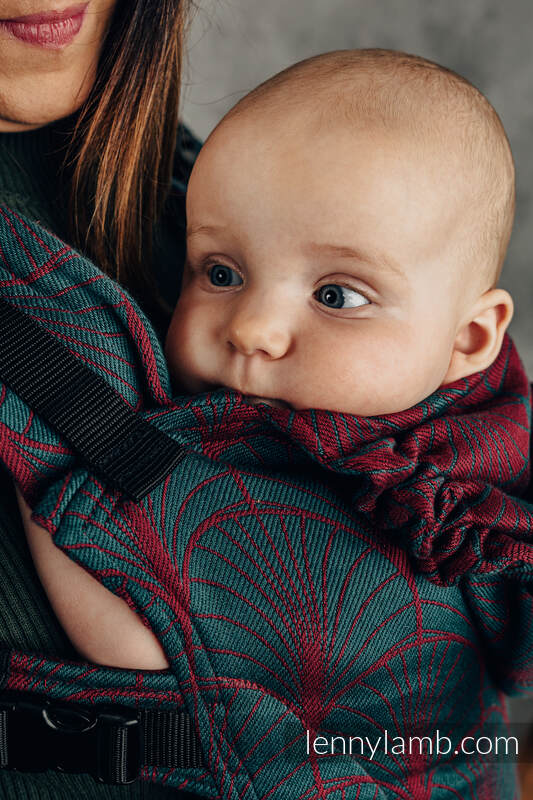 LennyGo Ergonomic Carrier, Toddler Size, jacquard weave 100% cotton - DECO - MAROON MOSS #babywearing