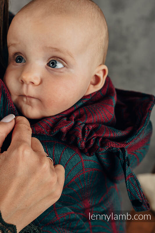 LennyGo Ergonomic Carrier, Toddler Size, jacquard weave 100% cotton - DECO - MAROON MOSS #babywearing