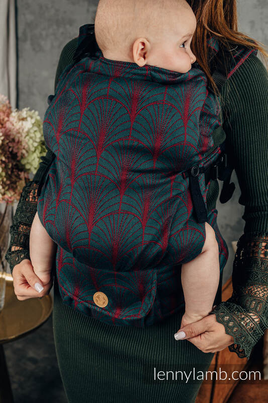 Nosidełko LennyUpGrade z tkaniny żakardowej 100% bawełna , rozmiar standard - DECO - MAROON MOSS #babywearing
