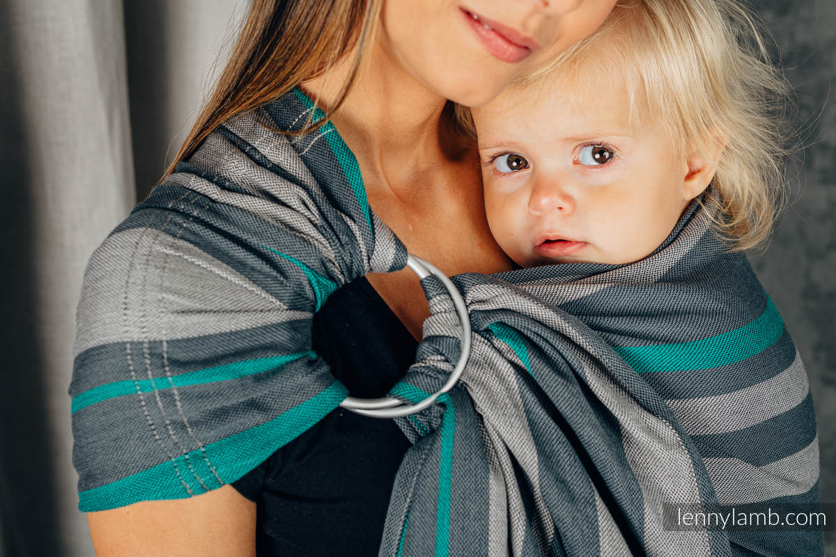 Chusta kółkowa, splot skośno-krzyżowy, (100% bawełna), ramię bez zakładek - SMOKY - MIĘTA - standard 1.8m #babywearing