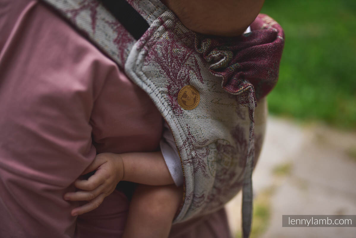 Nosidło Klamrowe ONBUHIMO z tkaniny żakardowej (45% bawełna, 33% wełna merino, 14% kaszmir, 8% jedwab), rozmiar Standard - HERBARIUM - RECLAIMED BY NATURE #babywearing