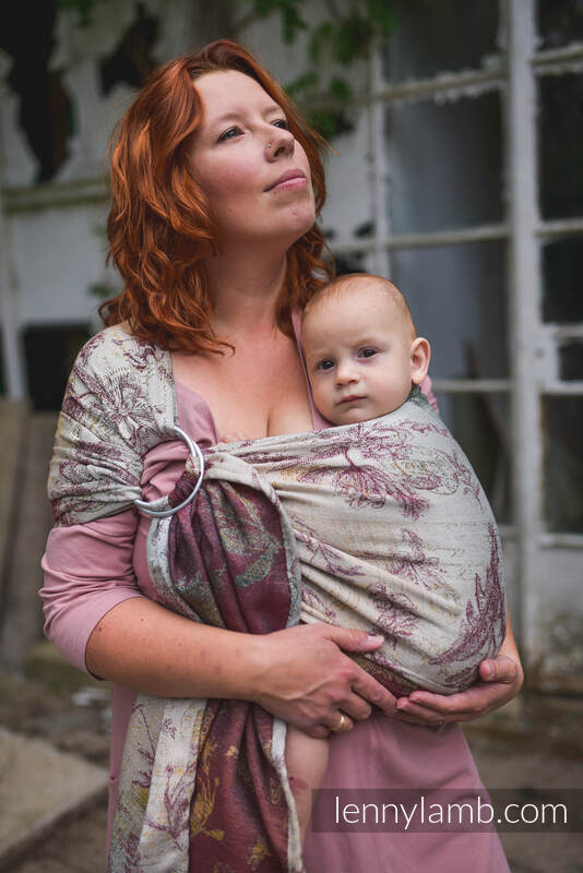 Ringsling, Jacquard Weave (45% cotton, 33% Merino wool, 14% cashmere, 8% silk), with gathered shoulder - HERBARIUM - RECLAIMED BY NATURE - standard 1.8m #babywearing
