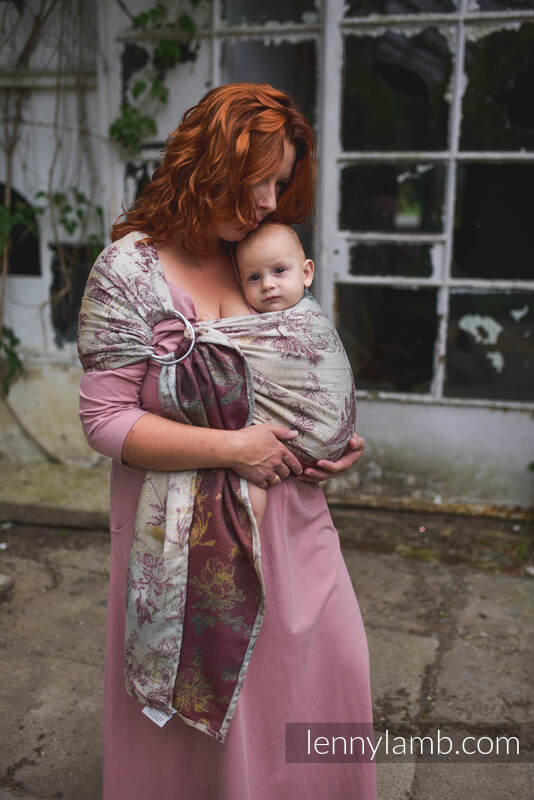 Ringsling, Jacquard Weave (45% cotton, 33% Merino wool, 14% cashmere, 8% silk), with gathered shoulder - HERBARIUM - RECLAIMED BY NATURE - standard 1.8m #babywearing