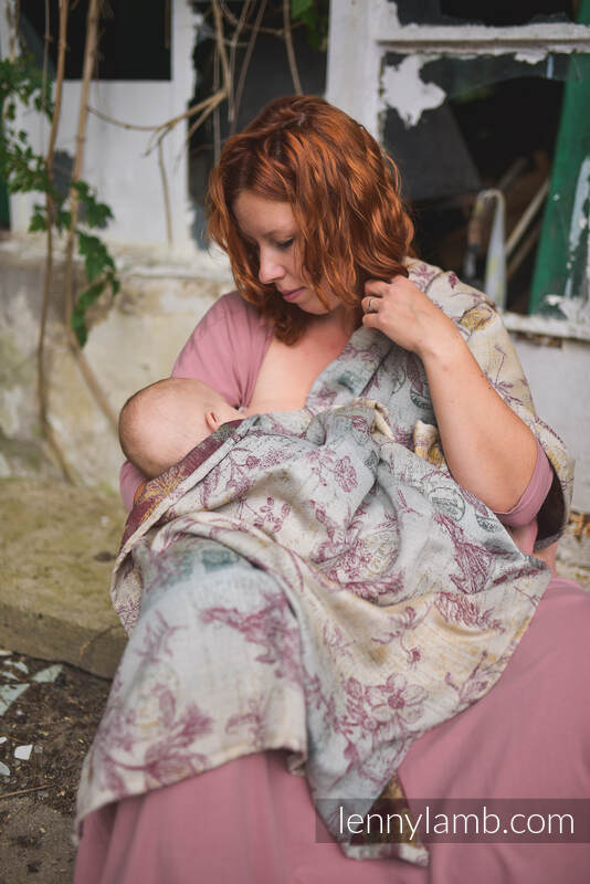 Żakardowa chusta do noszenia dzieci, 45% bawełna, 33% wełna merino, 14% kaszmir, 8% jedwab - HERBARIUM - RECLAIMED BY NATURE - rozmiar L #babywearing