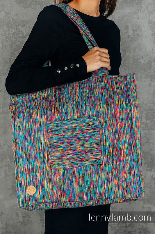 Schultertasche, hergestellt vom gewebten Stoff (100% Baumwolle) - COLORFUL WIND - Standard Größe 37cm x 37cm #babywearing