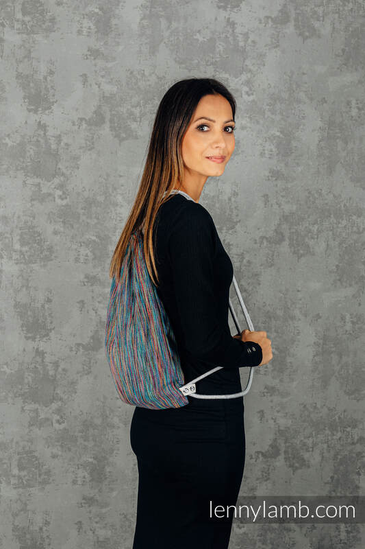 Mochila portaobjetos hecha de tejido de fular (100% algodón) - COLORFUL WIND - talla estándar 32cmx43cm #babywearing