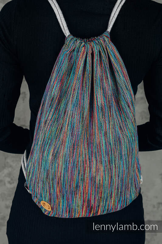 Sac à cordons en retailles d’écharpes (100% coton) - COLORFUL WIND - taille standard 32 cm x 43 cm #babywearing