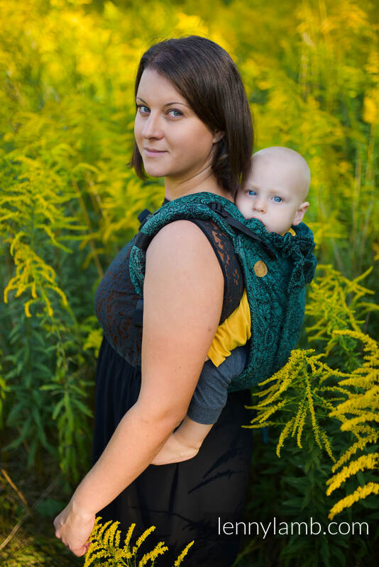 Lenny Buckle Onbuhimo baby carrier, standard size, jacquard weave (51% cotton 49% silk) - WILD WINE - IVY #babywearing