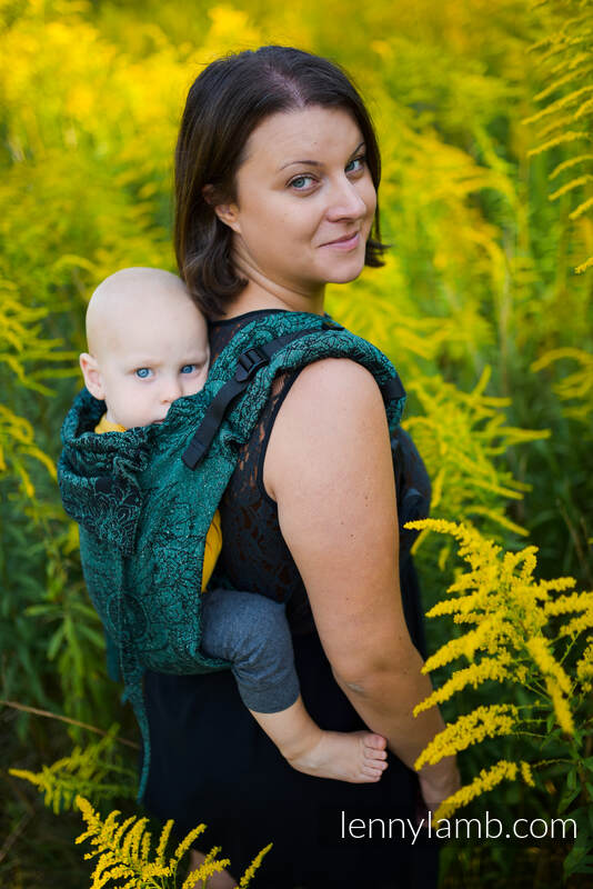 Lenny Buckle Onbuhimo baby carrier, standard size, jacquard weave (51% cotton 49% silk) - WILD WINE - IVY #babywearing