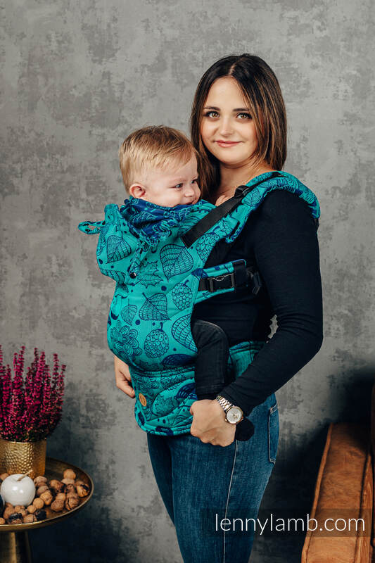 LennyGo Ergonomic Carrier, Baby Size, jacquard weave 100% cotton - UNDER THE LEAVES #babywearing