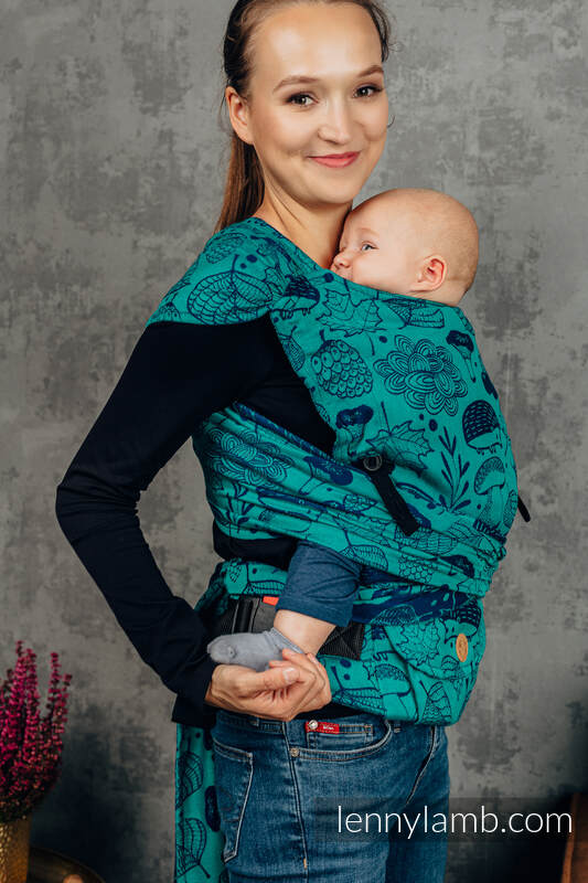 Mochila LennyHybrid Half Buckle, talla estándar, tejido jaqurad 100% algodón - UNDER THE LEAVES #babywearing