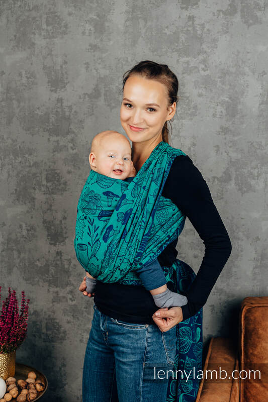 Baby Wrap, Jacquard Weave (100% cotton) - UNDER THE LEAVES - size M (grade B) #babywearing