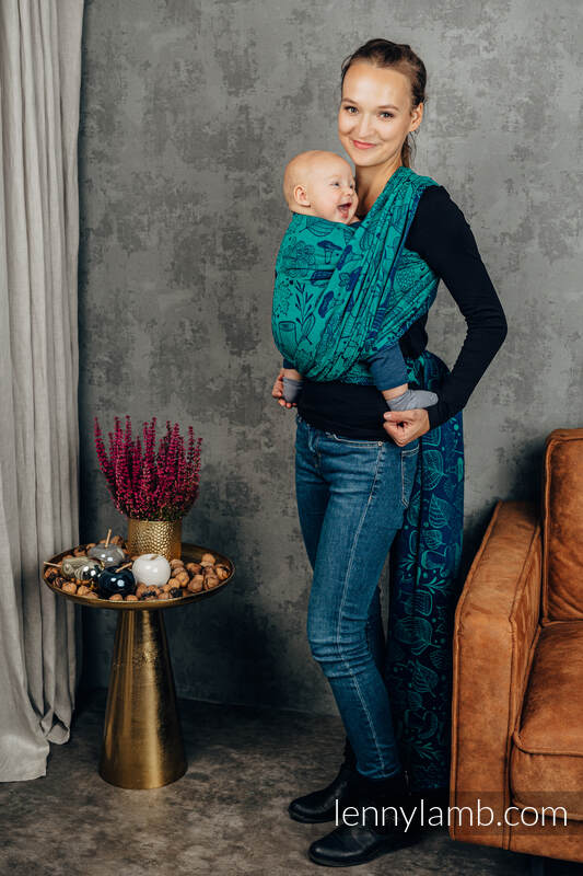 Żakardowa chusta do noszenia dzieci, bawełna - POD LIŚCIEM - rozmiar S #babywearing