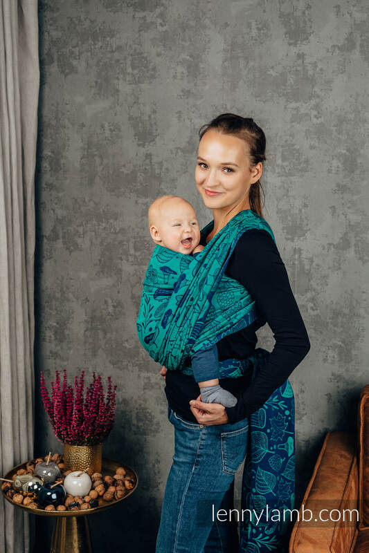 Baby Wrap, Jacquard Weave (100% cotton) - UNDER THE LEAVES - size XS #babywearing