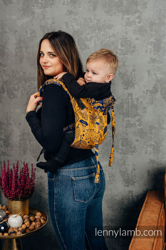 Onbuhimo de Lenny, taille toddler, jacquard (100% coton) - UNDER THE LEAVES - GOLDEN AUTUMN (grade B) #babywearing