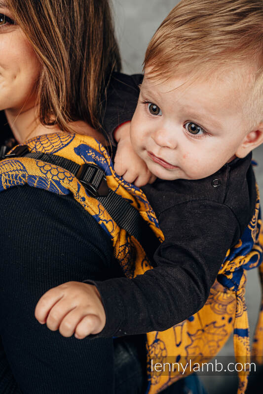 Onbuhimo de Lenny, taille standard, jacquard (100% coton) - UNDER THE LEAVES - GOLDEN AUTUMN #babywearing