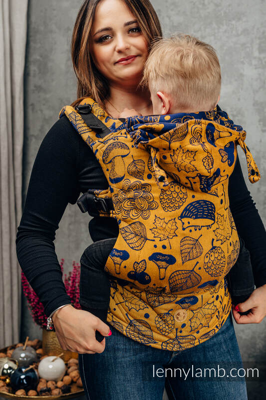 LennyGo Ergonomic Carrier, Baby Size, jacquard weave 100% cotton - UNDER THE LEAVES - GOLDEN AUTUMN #babywearing