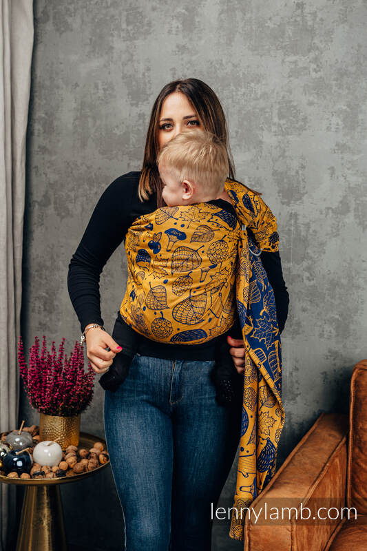 Ringsling, Jacquard Weave (100% cotton), with gathered shoulder - UNDER THE LEAVES - GOLDEN AUTUMN - standard 1.8m #babywearing