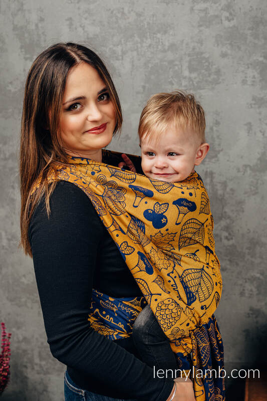 Baby Wrap, Jacquard Weave (100% cotton) - UNDER THE LEAVES - GOLDEN AUTUMN - size XS #babywearing