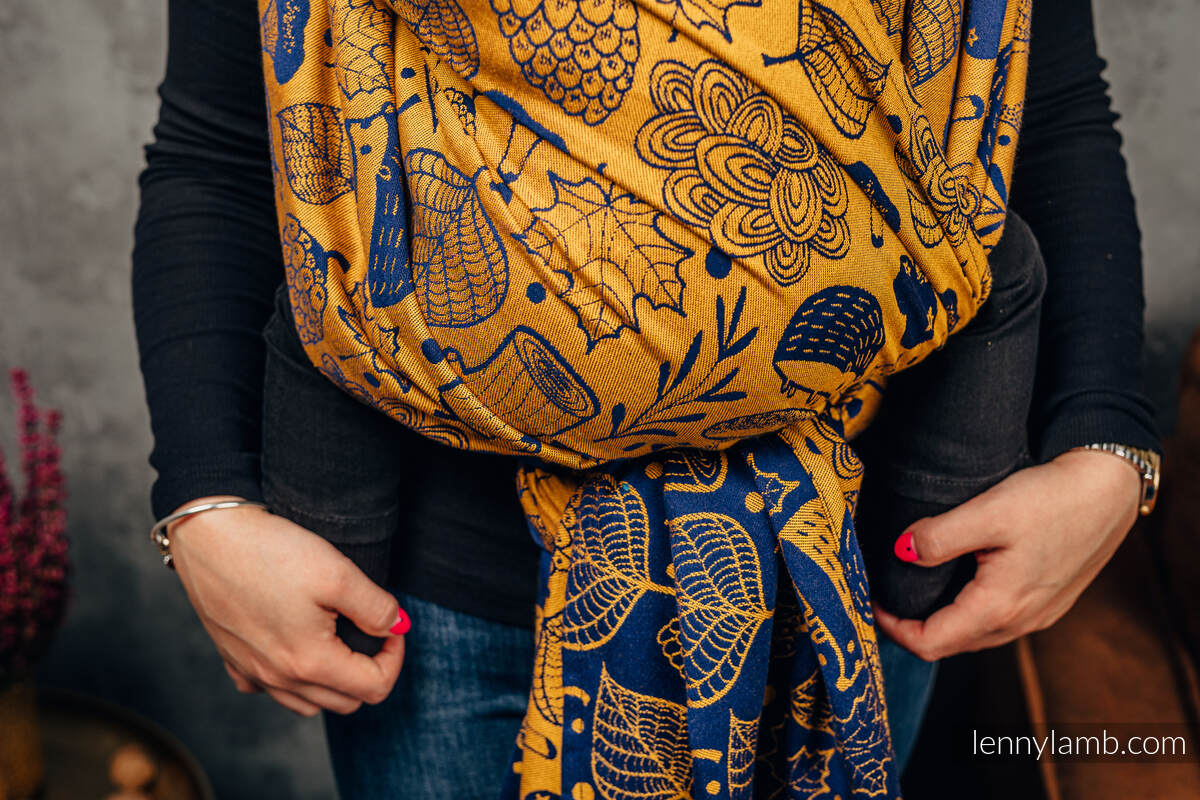 Baby Wrap, Jacquard Weave (100% cotton) - UNDER THE LEAVES - GOLDEN AUTUMN - size L #babywearing