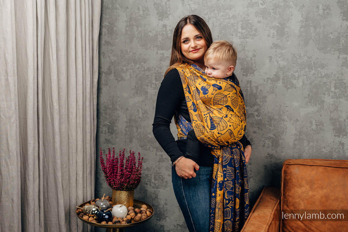 Żakardowa chusta do noszenia dzieci, 100% bawełna - POD LIŚCIEM - ZŁOTA JESIEŃ - rozmiar L #babywearing
