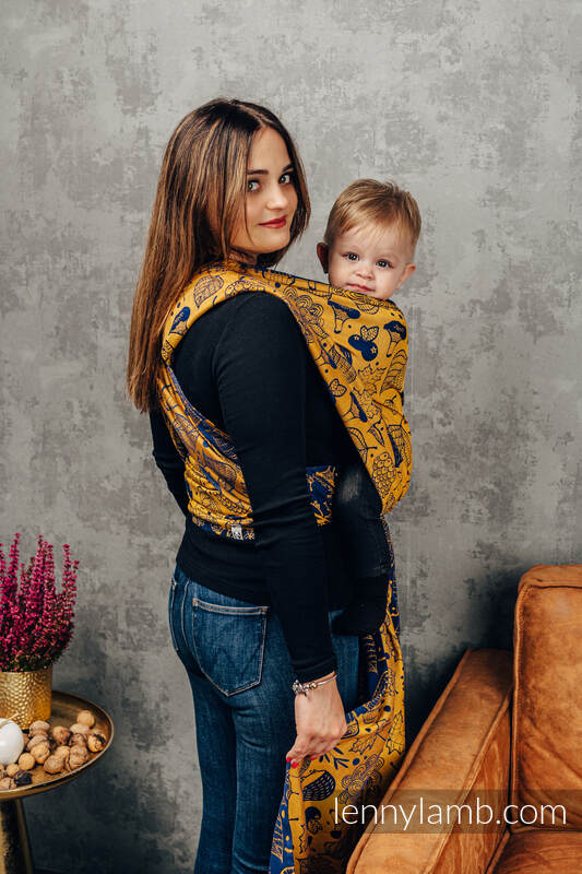 Baby Wrap, Jacquard Weave (100% cotton) - UNDER THE LEAVES - GOLDEN AUTUMN - size M (grade B) #babywearing