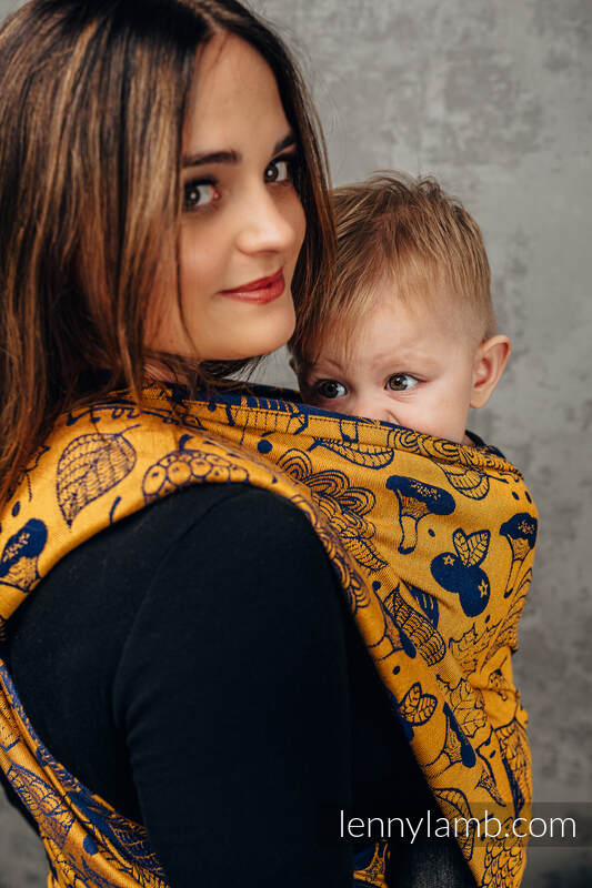 Baby Wrap, Jacquard Weave (100% cotton) - UNDER THE LEAVES - GOLDEN AUTUMN - size L #babywearing