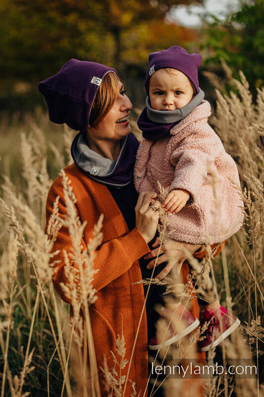 Ensemble bonnet et écharpe tube - taille L - Anthracite & Sugilite #babywearing