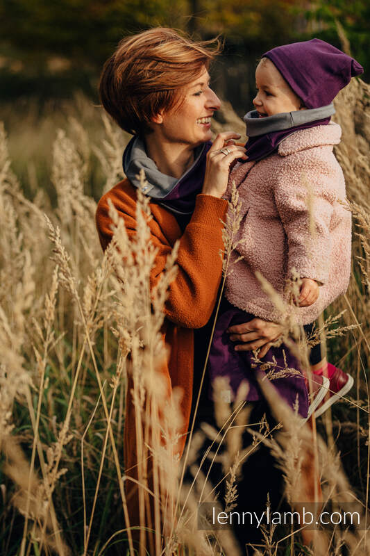 Conjunto de gorro y braga cubrecuello - talla S - Anthracite & Sugilite #babywearing