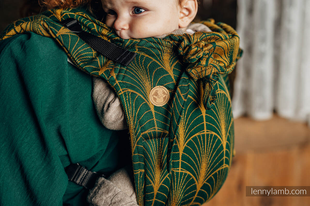Lenny Buckle Onbuhimo baby carrier, Standard size, jacquard weave (75% cotton, 21% merino wool, 4% cashmere) - DECO - GOLDEN MOSS #babywearing