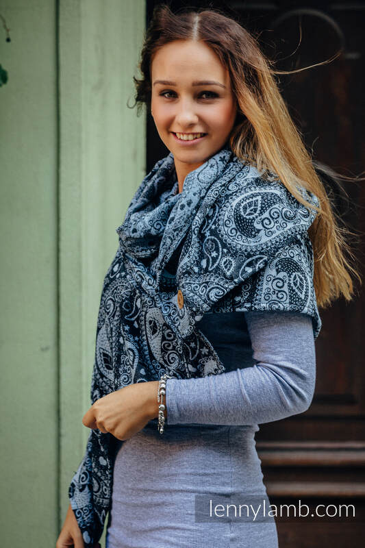Scialle realizzato con tessuto di fascia Scialle realizzato con tessuto di fascia (60% cotone, 40% lana merinos) - BOTHA - BLUE #babywearing