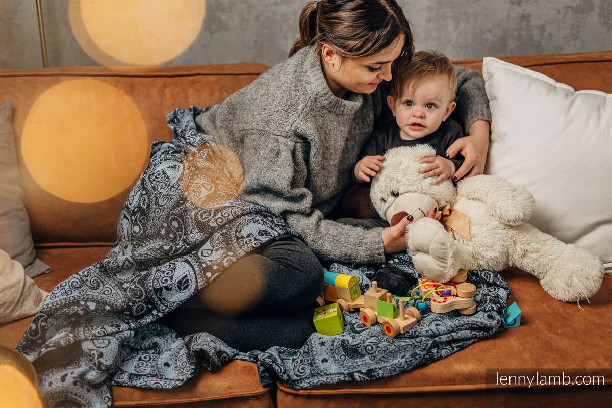 Woolen Woven Blanket (60% cotton, 40 merino wool) - BOTHA BLUE #babywearing