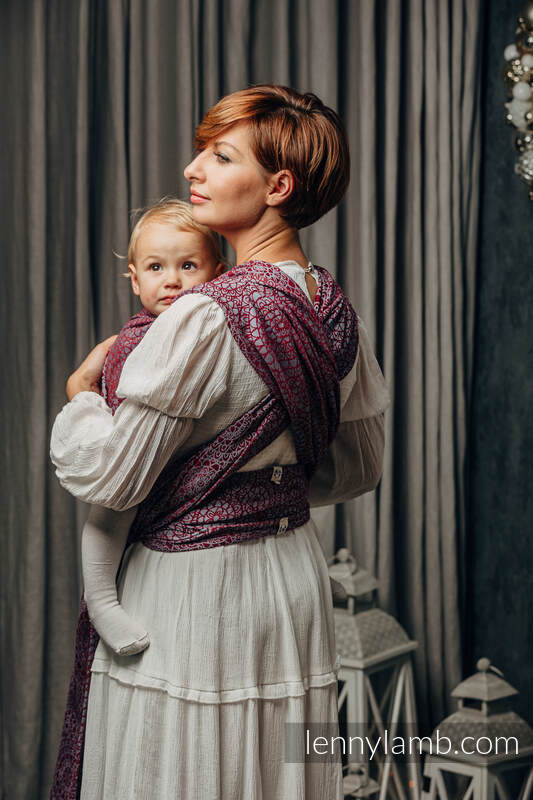 Żakardowa chusta do noszenia dzieci, bawełna - DOILY - MAROON STEEL- rozmiar M #babywearing