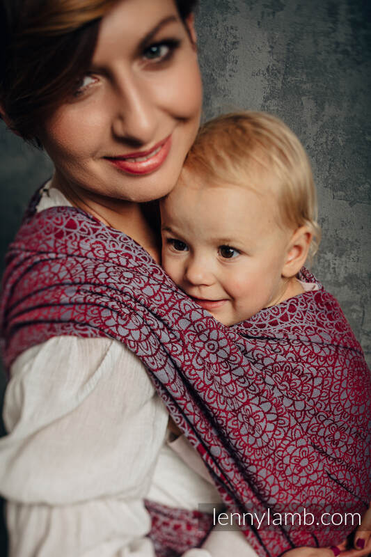 Żakardowa chusta do noszenia dzieci, bawełna - DOILY - MAROON STEEL- rozmiar XS #babywearing