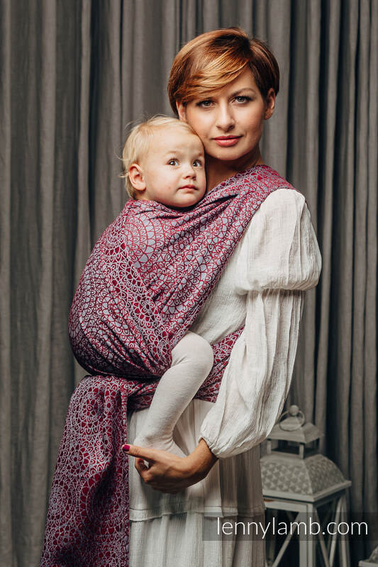 Żakardowa chusta do noszenia dzieci, bawełna - DOILY - MAROON STEEL- rozmiar M #babywearing