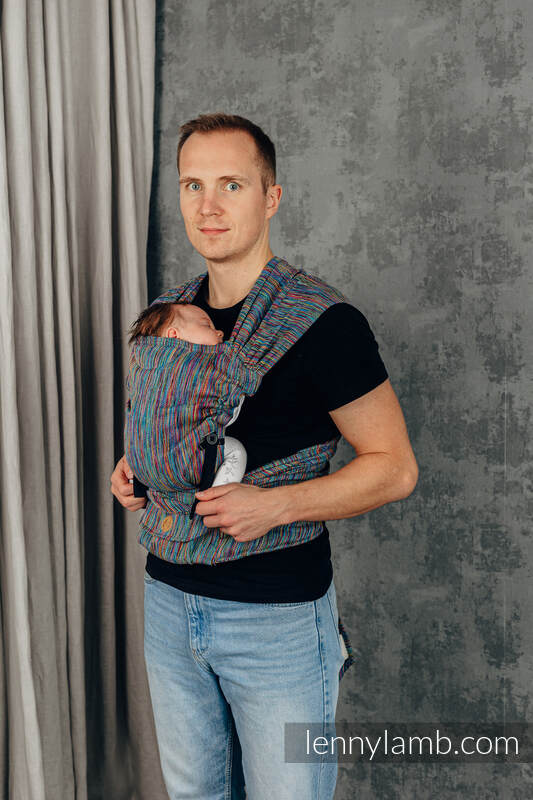 Mochila LennyHybrid Half Buckle, talla estándar, tejido jaqurad 100% algodón - COLORFUL WIND  #babywearing