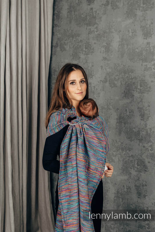 Żakardowa chusta kółkowa do noszenia dzieci, (100% bawełna), ramię bez zakładek - KOLOROWY WIATR - standard 1.8m #babywearing
