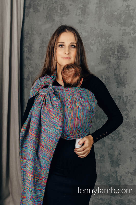 Ringsling, Jacquard Weave (100% cotton), with gathered shoulder - COLORFUL WIND - standard 1.8m #babywearing