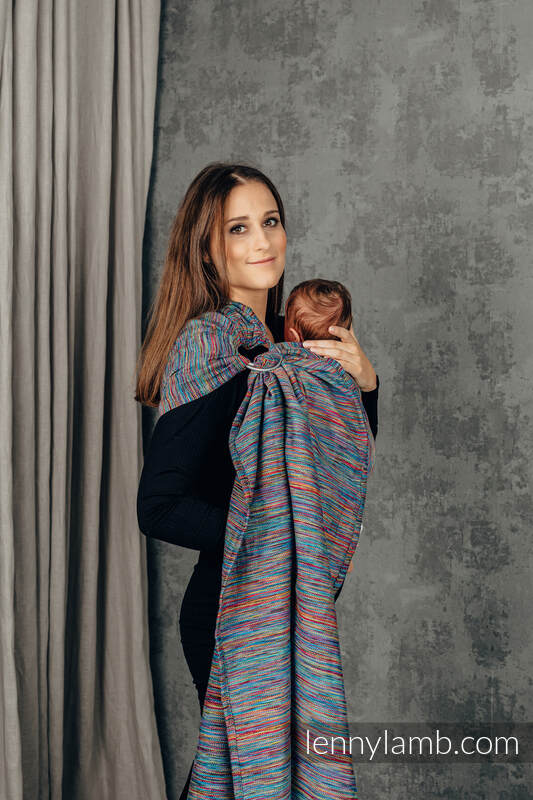 Ringsling, Jacquard Weave (100% cotton), with gathered shoulder - COLORFUL WIND - standard 1.8m (grade B) #babywearing