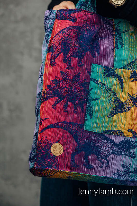 Torba na ramię z materiału chustowego, (100% bawełna) - PARK JURAJSKI - NOWA ERA - uniwersalny rozmiar 37cmx37cm #babywearing