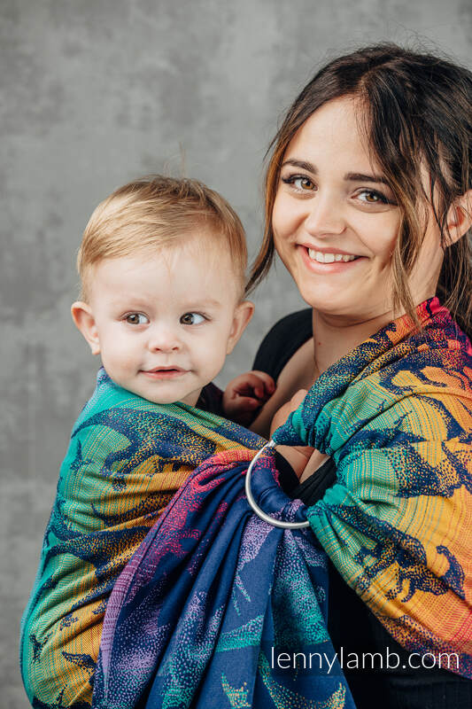 Żakardowa chusta kółkowa do noszenia dzieci, 100% bawełna, ramię bez zakładek - PARK JURAJSKI - NOWA ERA - standard 1.8m (drugi gatunek) #babywearing