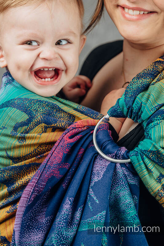 Żakardowa chusta kółkowa do noszenia dzieci, 100% bawełna, ramię bez zakładek - PARK JURAJSKI - NOWA ERA - standard 1.8m #babywearing